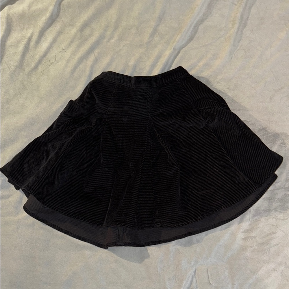Black Ruffled Corduroy Skirt